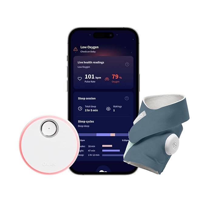 Dream Sock – Smart Wearable Baby Monitor, Infant Pulse Oximeter Tracks Oxygen & Heart Rate | Parents Receive Alerts, Sleep & Health Insights via App | Blue