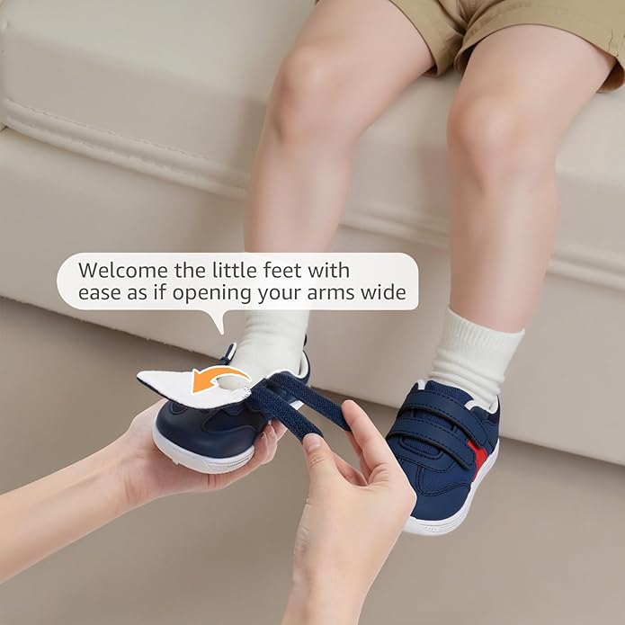 Toddler Wide Toe Box Barefoot Shoes Boys Girls Sneakers Zero Drop Kid Tennis Running Shoes Lightweight Non-Slip Comfortable Infant First Walking Shoe Outdoor Activities School