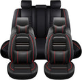 Car Seat Covers for Honda Civic 2001-2025 | 5-Seats Seat Covers, Waterproof Seat Protectors, Automotive Seat Covers (Full Set with Pillow,Black&Red Line)