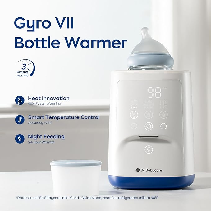 Bc Babycare Bottle Warmer,10-in-1 Fast Baby Milk Warmer with Smart Temperature Control, Rotating Heating, Bottle Warmers for All Bottles
