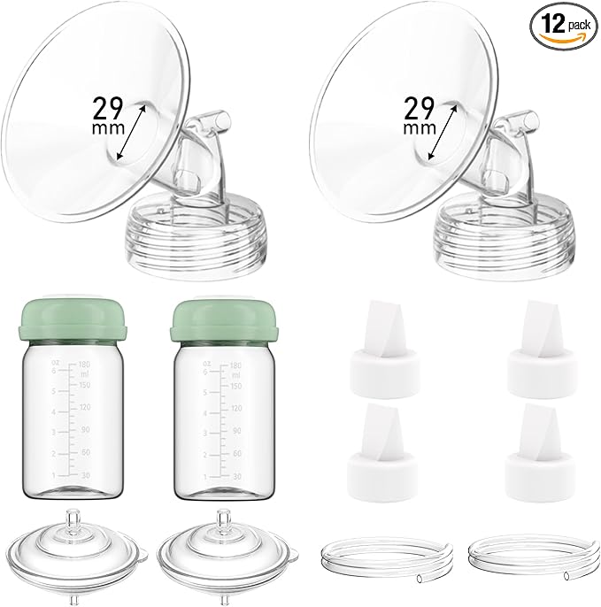 Breast Pump Parts Compatible with Spectra S1/S2/9 Plus/Synergy Gold, Full Set Replacement Parts for Spectra Include 29mm Flange, Duckbill Valve, Backflow Protector, Tubing, Bottle, Not Original Parts