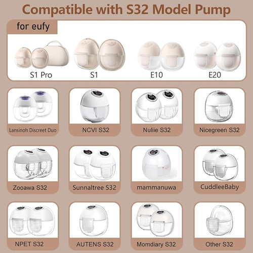 2pcs Duckbill Valves and 2pcs Silicone Diaphragms Compatible with eufy S1 Pro/S1/E10/E20 Breast Pump, Replace for Lansinoh Discreet Duo/NCVI/NICEGREEN/Nuliie/Zooawa S32 Breast Pump Parts