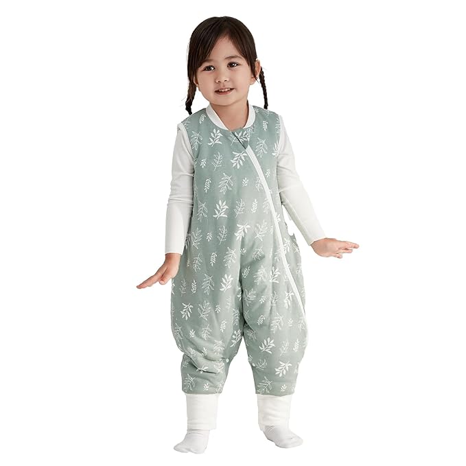 Duomiaomiao 2.5 TOG Toddler Sleep Sack 24-36 Months 100% Cotton Winter Side Open Zipper Baby Sleep Sack with Feet, Warm Toddler Wearable Blanket