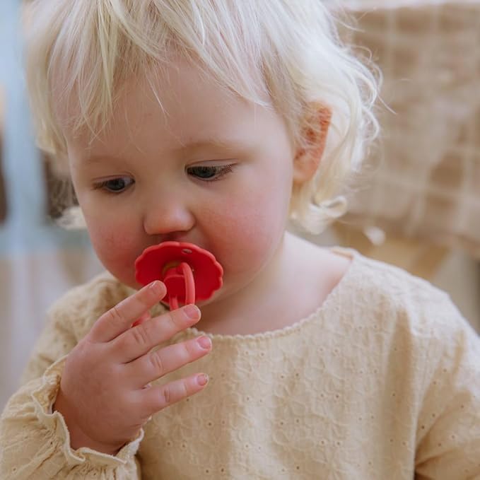 FRIGG SilkySoft Silicone Baby Pacifier 4-Pack Rosy Romance | Made in Denmark | BPA-Free (6-18 Months)