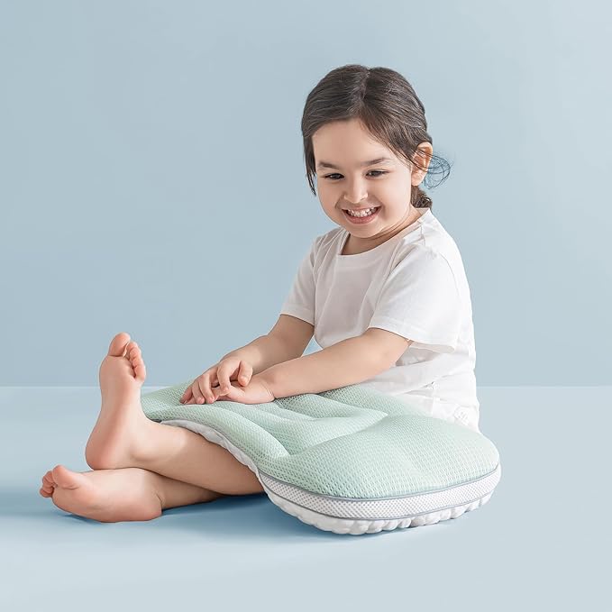 Reidio Toddler Pillows Double Sided Cooling Fabric & Breathable Mesh Kids Pillow Dual Heights Toddler Ergonomic Design Advanced Hose Filler Machine Washable (Rose, H2)