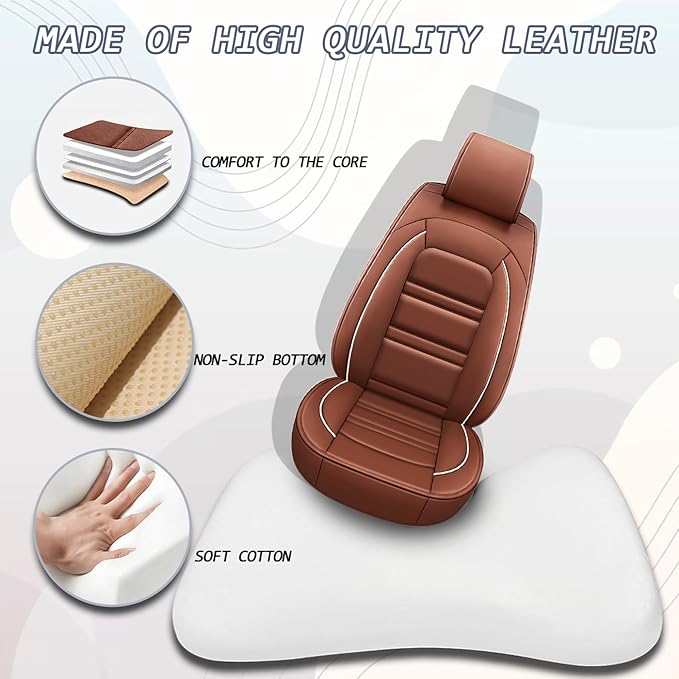 Seat Cover for Nissan Car Titan 2004-2024 | Car Seat Covers Front Seats, Waterproof Seat Protectors, Automotive Front Seat Covers (Front Seat, Coffee)