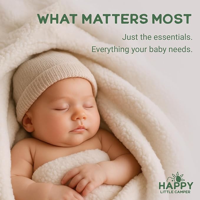 Happy Little Camper Super Saver Diapers, Size 1, 25 Count | Budget-Friendly Disposable Baby Diapers for Sensitive Skin | Hypoallergenic, Fragrance-Free, Ultra Absorbent