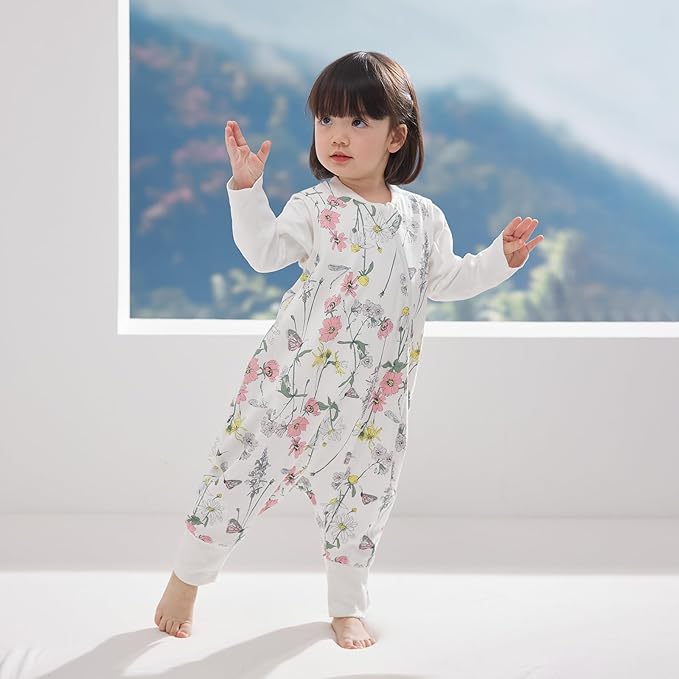 Duomiaomiao 0.5 TOG Toddler Sleep Sack 6-12 Months 100% Cotton Lightweight Baby Sleep Sack with Feet, Breathable Comfy Toddler Wearable Blanket