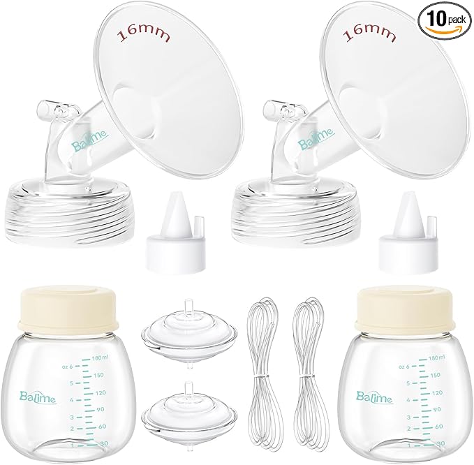 Breast Pump Parts Compatible with Spectra S1/S2/9 Plus, Not Original Accessories, Full Set Replacements Include 16mm Flanges, Valves, Backflow Protectors (Duckbills Included), Tubings and Bottles