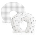 Konssy 2 Pack Nursing Pillow Covers, Stretchy and Soft Nursing Cover for Breastfeeding Pillows, Pillow Slipcover for Baby Girls Boys Newborn (Starry Whales,Cozy Grid)