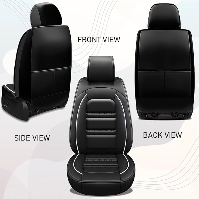 Seat Cover for Chevy Silverado 2500 2007-2025 | Car Seat Covers Front Seats, Waterproof Seat Protectors, Automotive Front Seat Covers (Front Seat, Black&White Line)