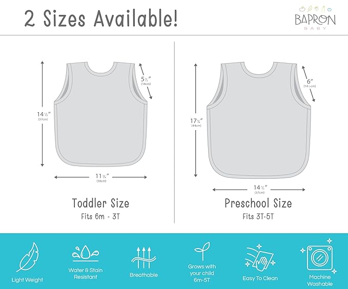 BapronBaby Minimalist Champagne Bapron - No Neck Tie Safer Bib for Baby & Toddler - Soft Waterproof Stain Resistant - Machine Washable - Sz Baby/Toddler 6m-3T