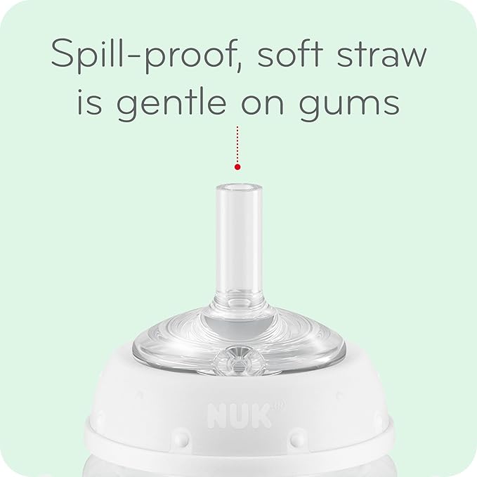 NUK Learner Straw Cup, 5oz, 2-Pack - Toddler Sippy Cup with Soft Straw for Easy Drinking, Suitable for Ages 6 Months and Up, Timeless Collection