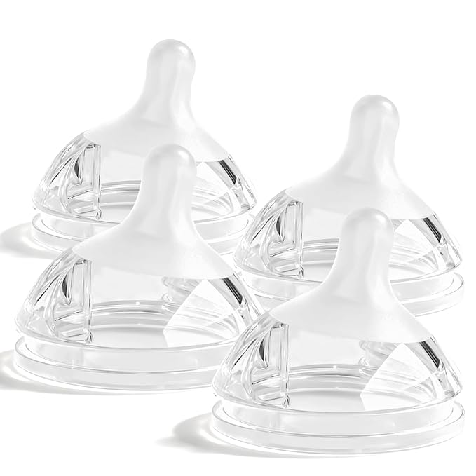 Silicone Bottle Nipples for Natural Baby Bottle, Medium Flow (M), 3+ Months, 4 Counts