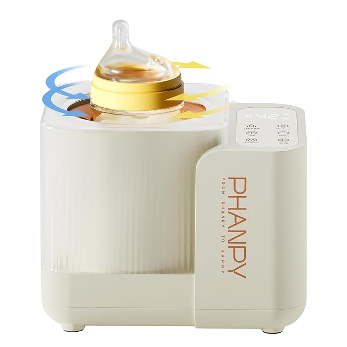 Phanpy SmartSwirl Waterless Bottle Warmer - Patented Airbag Heating for Nutrient Protection, Off-Center & Smart Dual-Direction Mixing for Clump-Free Formula, Fits All Bottles, Quiet & Safe