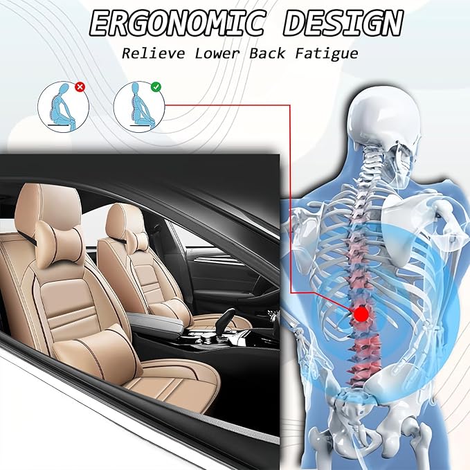Car Seat Covers for Honda Civic 2001-2025 | 5-Seats Seat Covers, Waterproof Seat Protectors, Automotive Seat Covers (Full Set with Pillow,Beige)