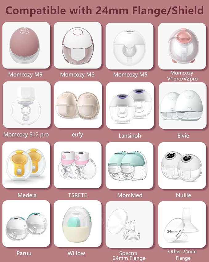 Flange Insert 18mm for Momcozy M9 M6 M5 V1 Pro V2 Pro S12 Pro S9 Pro, Compatible with Medela/Elvie/Spectra/Willow Go/eufy/Lansinoh Breast Pump, Breastfeeding Essential Kit, 2PCS