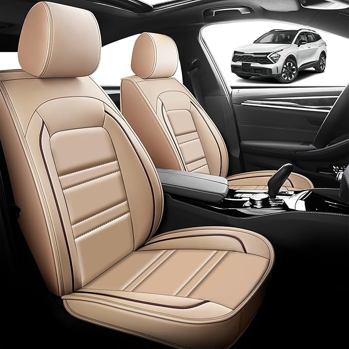 Seat Cover for kia sportage 2005-2025 | Car Seat Covers Front Seats, Waterproof Seat Protectors, Automotive Front Seat Covers (Front Seat, Beige)