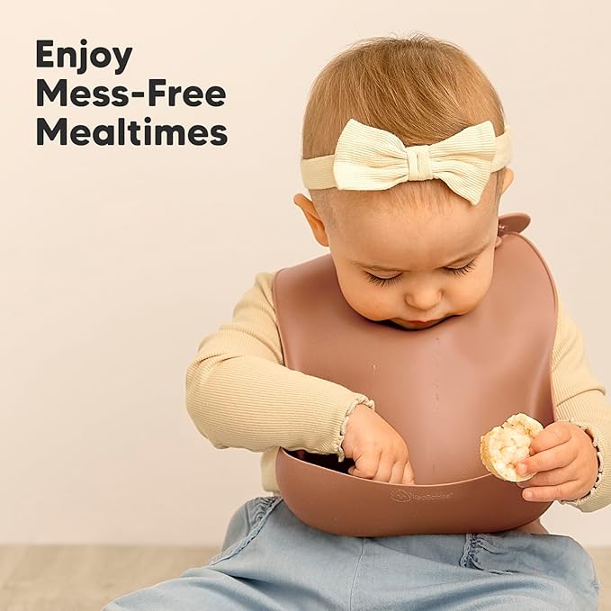 KeaBabies 2-Pack Silicone Baby Bibs for Eating - Sturdy Food-Grade Silicone Bibs for Babies Girl, Boy, Large Food Catcher, Clean & Put On Easily, Waterproof Toddler Feeding Essentials (Dusk)