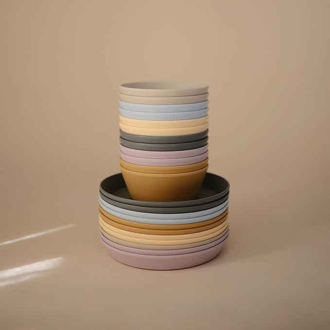 mushie Round Dinnerware Bowls for Kids | Made in Denmark, Set of 2 (Daffodil)