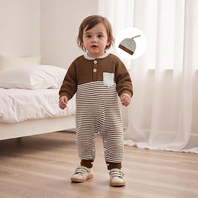 Kuriozud Newborn Infant Unisex Baby Boy Girl Clothes Button Romper Jumpsuit Basic One Piece Outfits