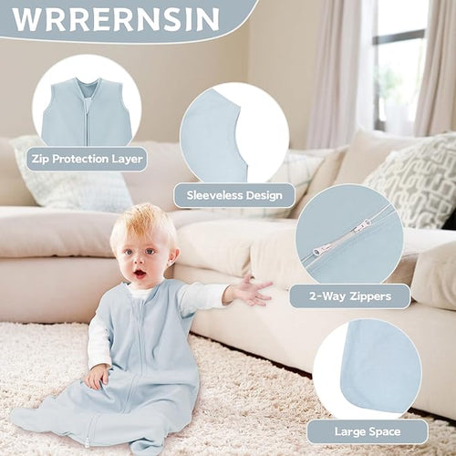 3 Pack Baby Sleep Sack 18-24 Months 100% Cotton TOG 0.5 Baby Sleeping Bag 2-Way Zipper Toddler Wearable Blankets Comfy Stretchy Summer Sleep Sacks
