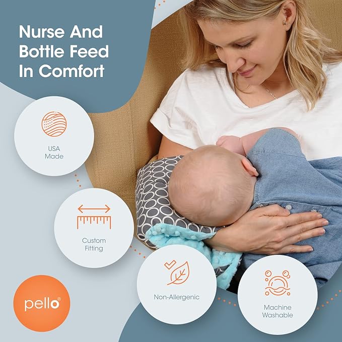 Pello Comfy Cradle Nursing Arm Cushion, for Breastfeeding and Bottle Feeding, Reversible Adjustable Nursing Cushion for Newborn. (Sadie/Light Pink)