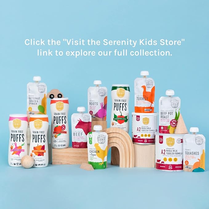 Serenity Kids 6+ Months Baby Food Pouches Veggie Puree - Sweet Potato & Parsnip - BPA-Free & USDA Organic Baby Food - No Added Sugar - Allergen Free - 3.5 Oz, 6 Pack