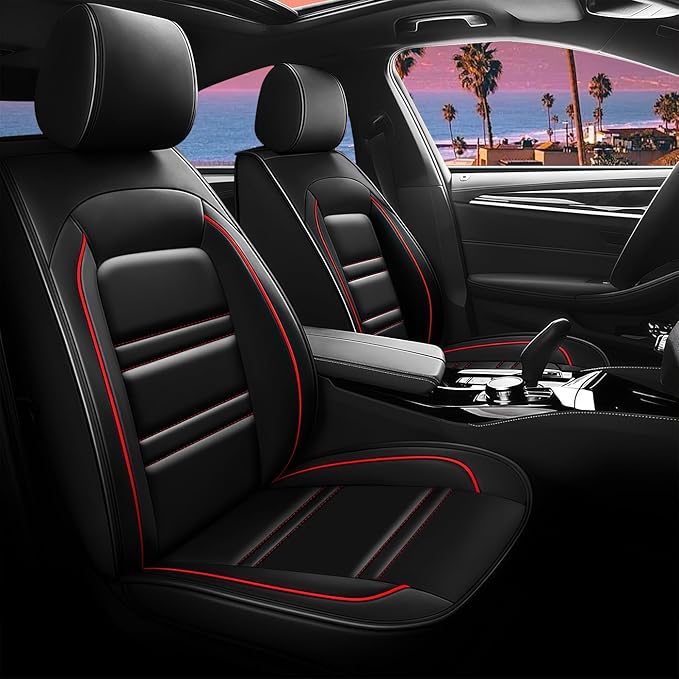 Seat Cover for Infiniti qx56 2004-2013 | Car Seat Covers Front Seats, Waterproof Seat Protectors, Automotive Front Seat Covers (Front Seat, Black&Red Line)