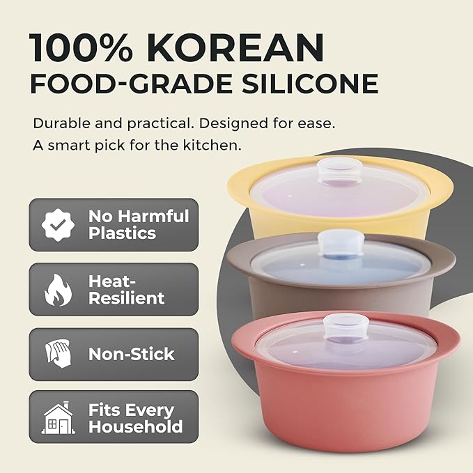 20oz Platinum Silicone Microwave Steamer Pot with Handle & Lid - Korean 100% Food-Grade Steamer Bowl, Heat-Resistant Cooker with Steam Holes, Easy Clean, Dishwasher Safe, Yellow