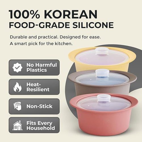 20oz Platinum Silicone Microwave Steamer Pot with Handle & Lid - Korean 100% Food-Grade Steamer Bowl, Heat-Resistant Cooker with Steam Holes, Easy Clean, Dishwasher Safe, Yellow