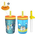 Zak Designs Bluey Kelso Tumbler Set, Leak-Proof Screw-On Lid with Straw, Bundle for Kids Includes Plastic and Stainless Steel Cups with Bonus Sipper, 3pc Set