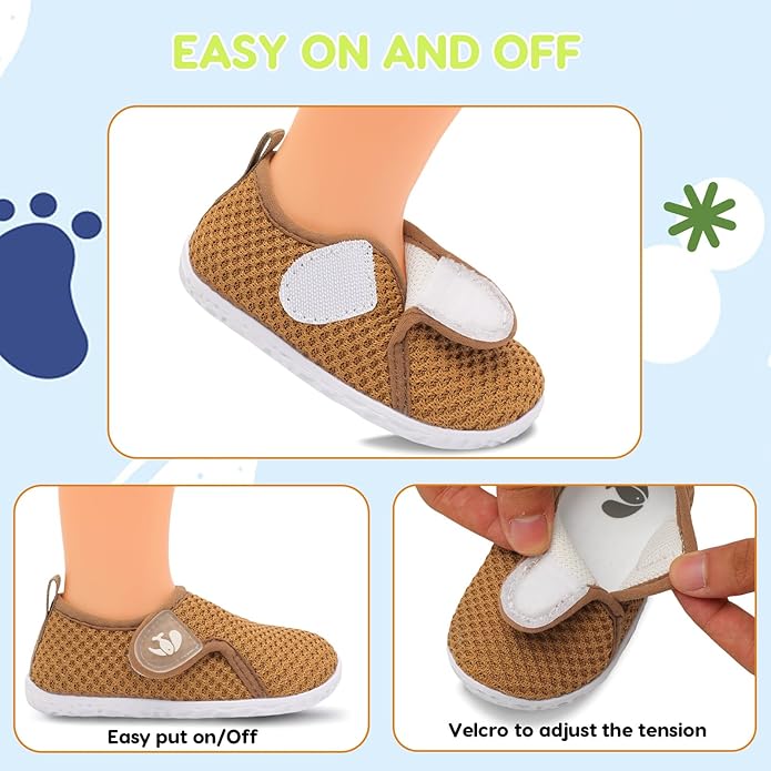 FEETCITY Baby Boys Girls First Walking Shoes Infant Sneakers Crib Shoes Breathable Lightweight Slip On Shoes