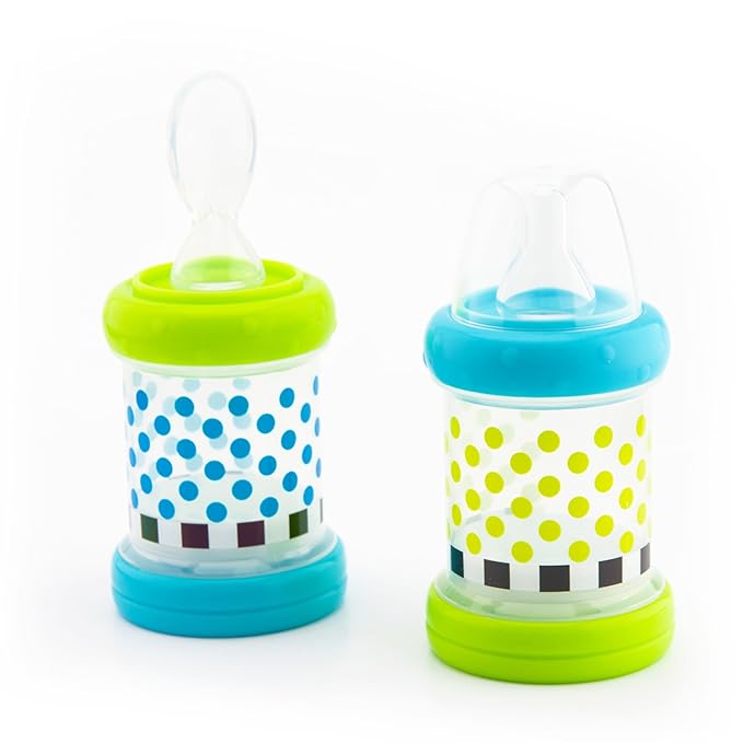 Sassy Baby Food Nurser – 4+ Months Set of 2-4oz 100% Silicone Nipple and Spoon BPA-Free (Pack of 6)