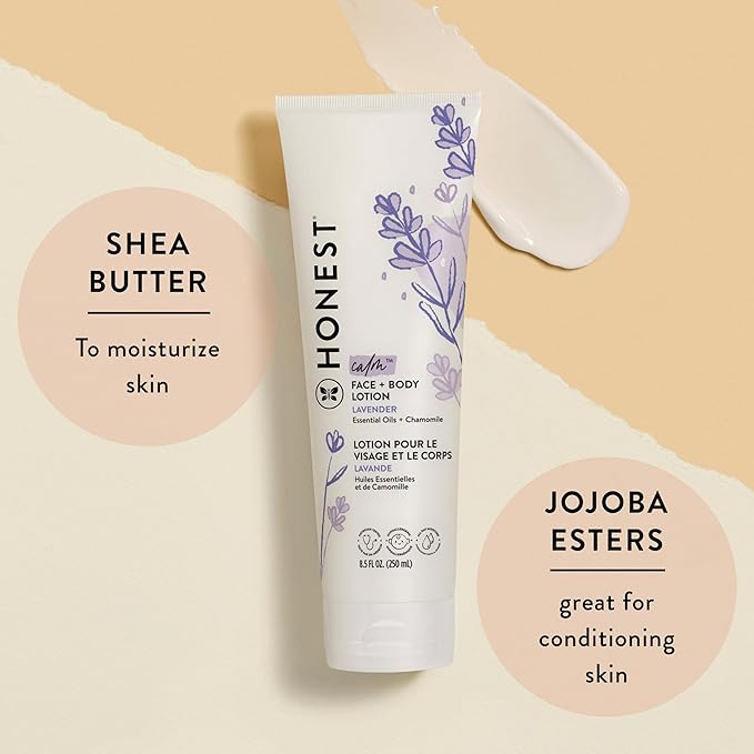 The Honest Company 2-in-1 Cleansing Shampoo and Body Wash and Face and Body Lotion Bundle Gentle for Baby Naturally Derived Lavender Calm 18.5 fl oz