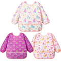 Lictin 3 Pack Baby Bibs for Boy or Girl, Cute Long Sleeve Bib, Waterproof Bibs for Toddlers,Adjustable Closure Baby Smock, Mess Proof Baby Bib, 6-24 Months Reusable Infant Baby Bibs
