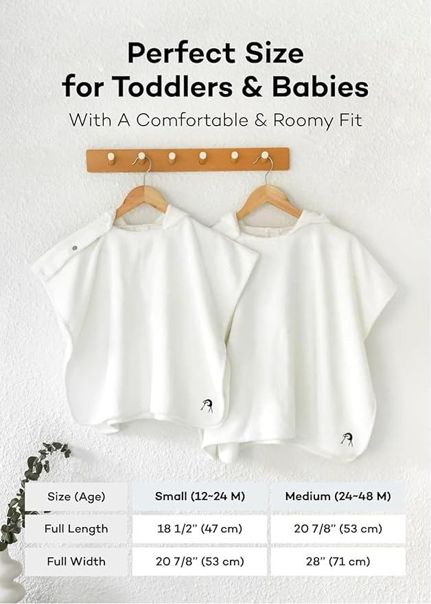 Konny Baby Hooded Towel Plush Thick & Cozy Soft-Touch Absorbent Rayon from Bamboo Cotton Baby Bath Beach Towel, Oeko-TEX, Newborn Boys Girls Toddler (White, Medium)