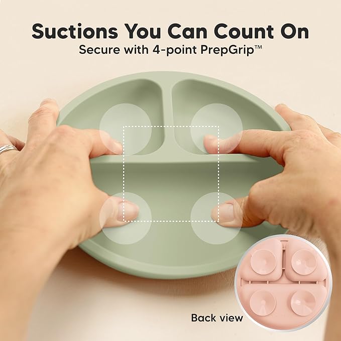 KeaBabies Suction Plates for Baby, Toddler - 3-Pack 100% Silicone Toddler Plates with Suction, Divided, BPA-Free Baby Led Weaning Essentials for Kids, Dishwasher, Microwave Safe, Durable (Macaron)