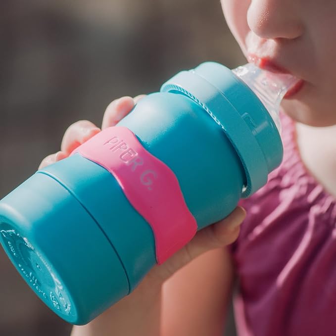 InchBug Orbit Labels Baby Bottle and Water Bottle Silicone Name Bands – Personalized Reusable Label Set for Daycare, Sippy Cups, Preschool, Elementary School, Dishwasher Safe, 4-Pack (Sea Glass)