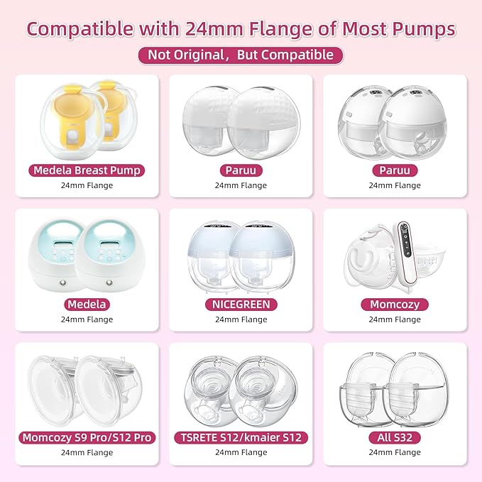 Flange Insert 13/15/17/18/19/20/21mm 14PCS,Compatible with Momcozy S12 pro/S9 pro/S12/S9/Medela/Spectra/Bellaaby/TSRETE etc 24mm Shields/Flanges,Reduce 24mm Tunnel Down to Other Size