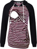 GINKANA Women's Nursing Hoodie Sweatshirt Long Sleeves Breastfeeding Maternity Tops Casual Clothes