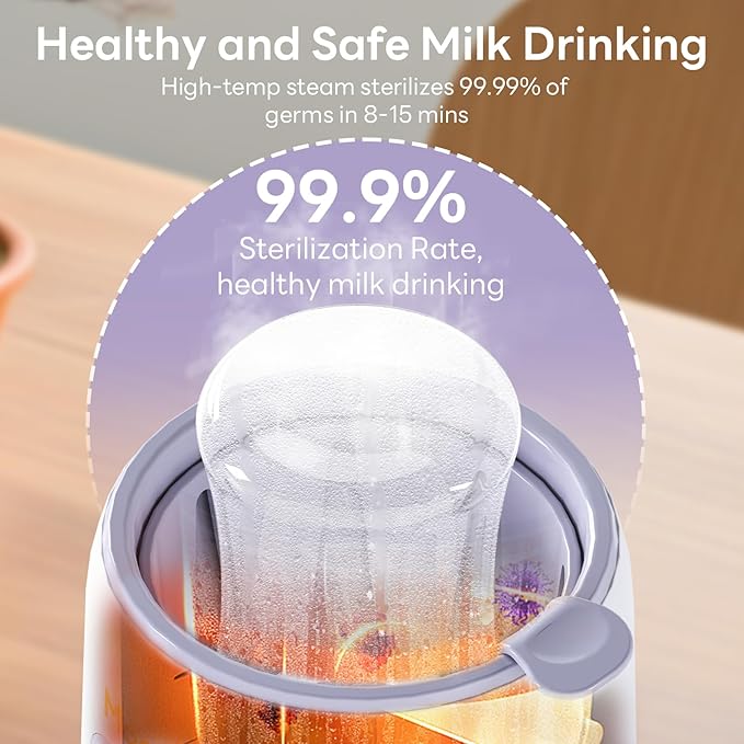 Bottle Warmer, 8-in-1 Fast Baby Bottle Warmer for Breastmilk and Formula,Milk Warmer with Accurate Temperature Control and Automatic Shut-Off,Multifunctional Bottle Warmers for All Bottles (Purple)