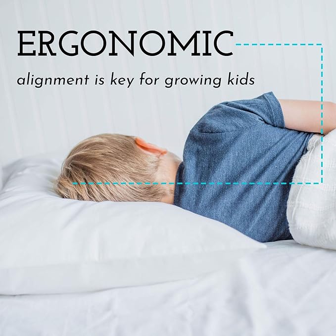 Little Sleepy Head Toddler Pillow with Pillowcase 13x18 - Kids Pillow for Sleeping - Better Neck Support Ergonomic Pillow and Toddler Pillowcase - Best Pillows for Kids (Citrus Blossom)
