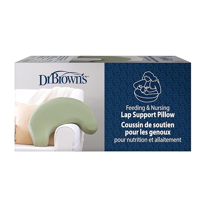 Dr. Brown's Feeding and Nursing Lap Support Pillow with Cover, Premium Memory Foam, Responsive Firm Support, Storm Green