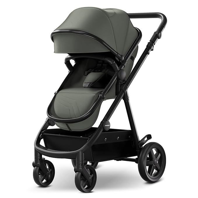 Mompush Meteor2 Baby Stroller 2-in-1 with Newborn Mode, Large Shock-Absorbing Wheels, Car Seat Adapter Included – Full-Size Infant & Toddler Stroller for All-Terrain Family Outings