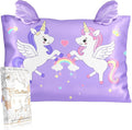 Kids Pillowcases Standard Size 20"x26" - Cute Cartoon Soft Breathable Silk Pillow Cases for Hair and Skin with Hidden Zipper for Girls Fun Kawaii Design for Bedding, Two Unicorns
