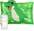 Kids Pillowcases Standard Size 20"x26" - Cute Cartoon Soft Breathable Silk Pillow Cases for Hair and Skin with Hidden Zipper for Fun Kawaii Design for Bedding, Green Dnosaur
