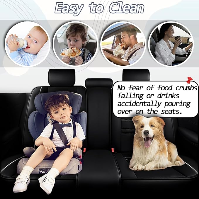Seat Covers for Chrysler Car 300 2005-2023 | 5-Seats Leather Seat Covers, Easy to Install Automotive Seat Covers Full Set (Full Set, Black&White Line)