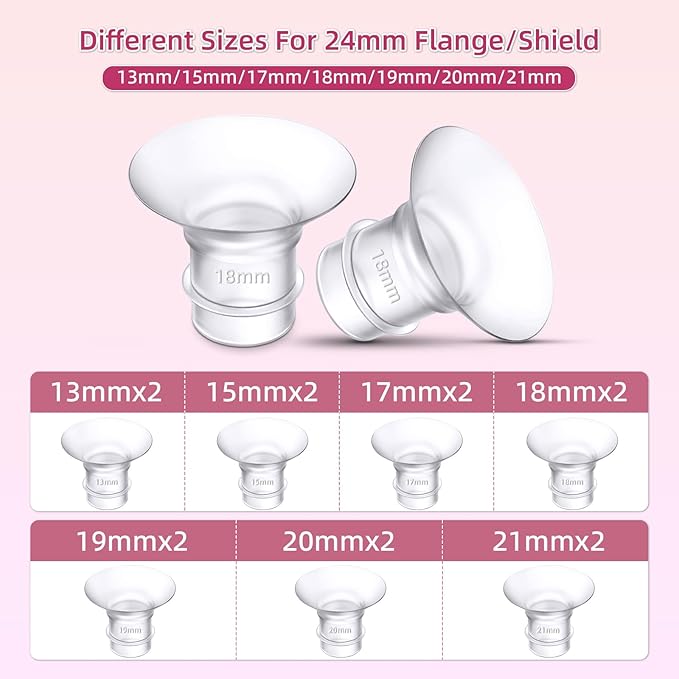 Flange Inserts 13mm for Medela,Spectra 24mm Shields/Flanges,Compatible with Momcozy S12 Pro/S9 Pro/S9/S12 Wearable Breast Pump,Reduce 24mm Nipple Tunnel Down to 13mm,10PCS