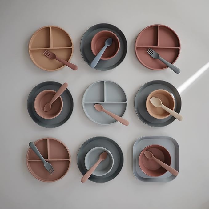 mushie Flatware Fork and Spoon Set for Toddlers | Made in Denmark (Smoke)